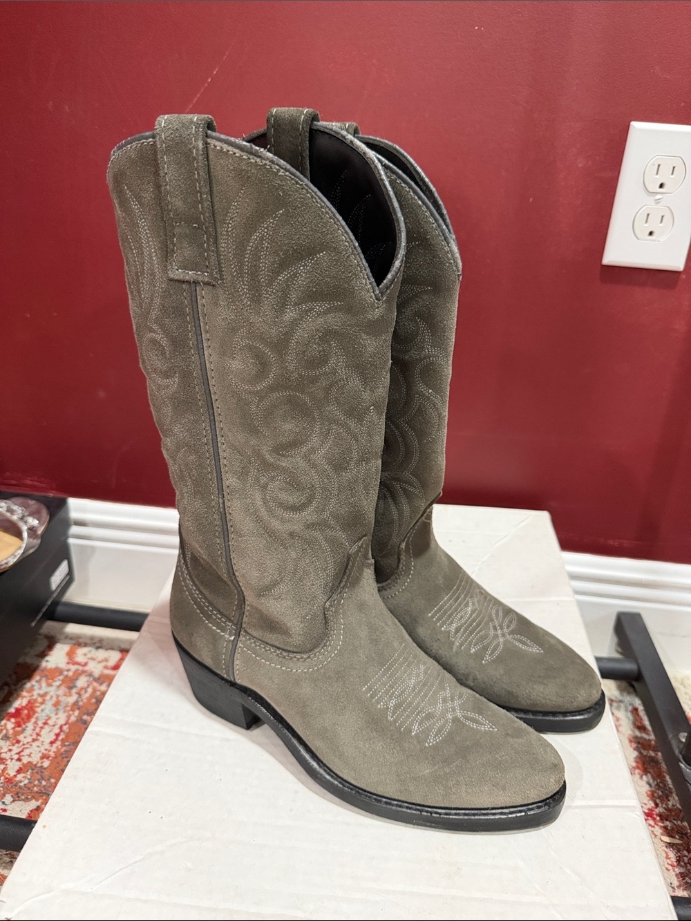 Laredo Gray Suede Cowboy Boots